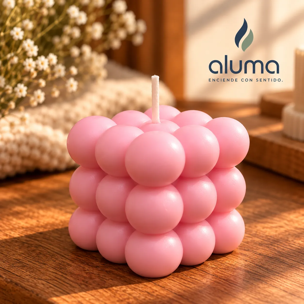 Vela bubble grande en color rosa
