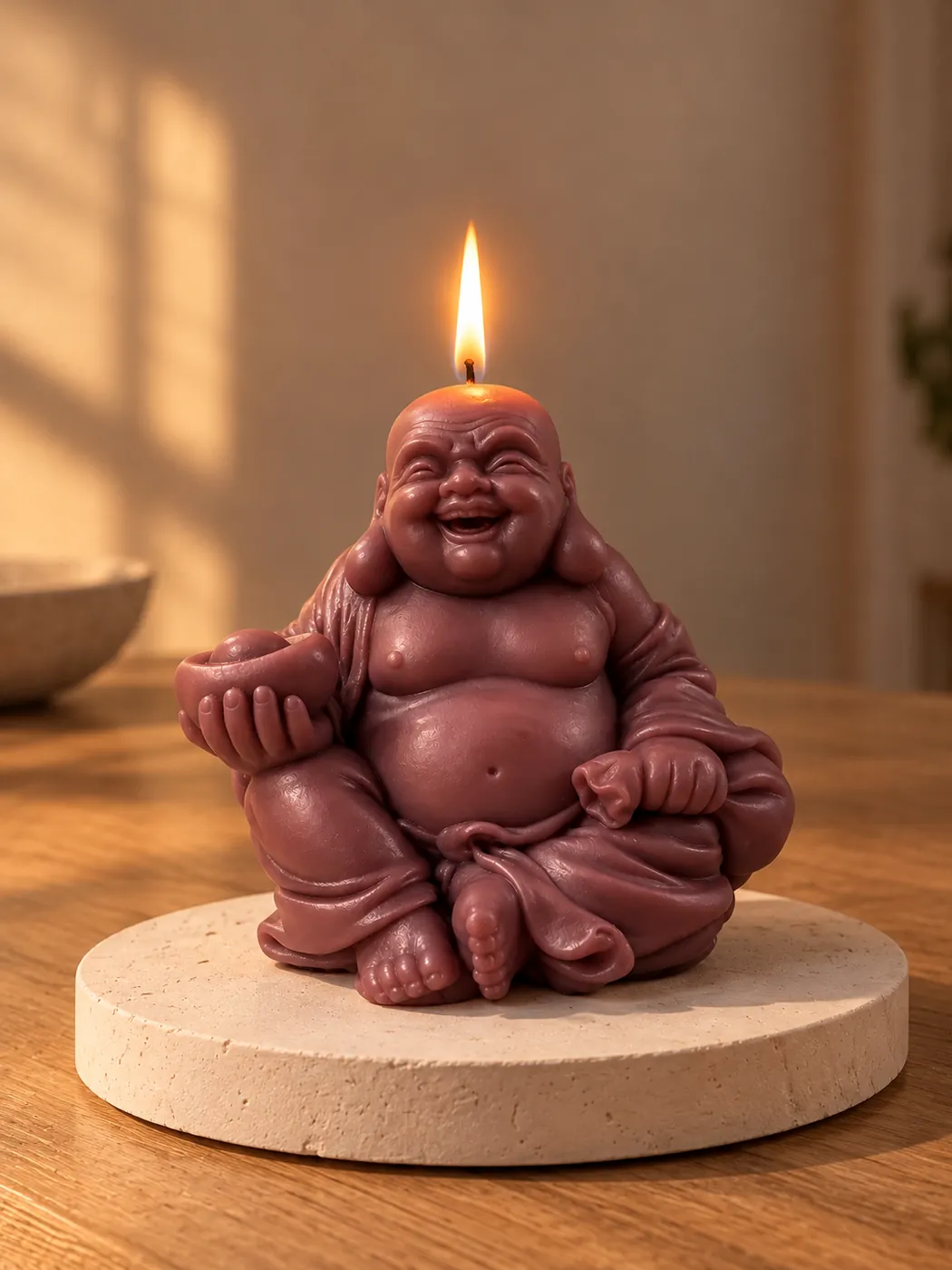 Vela con forma de Buda hecha en molde